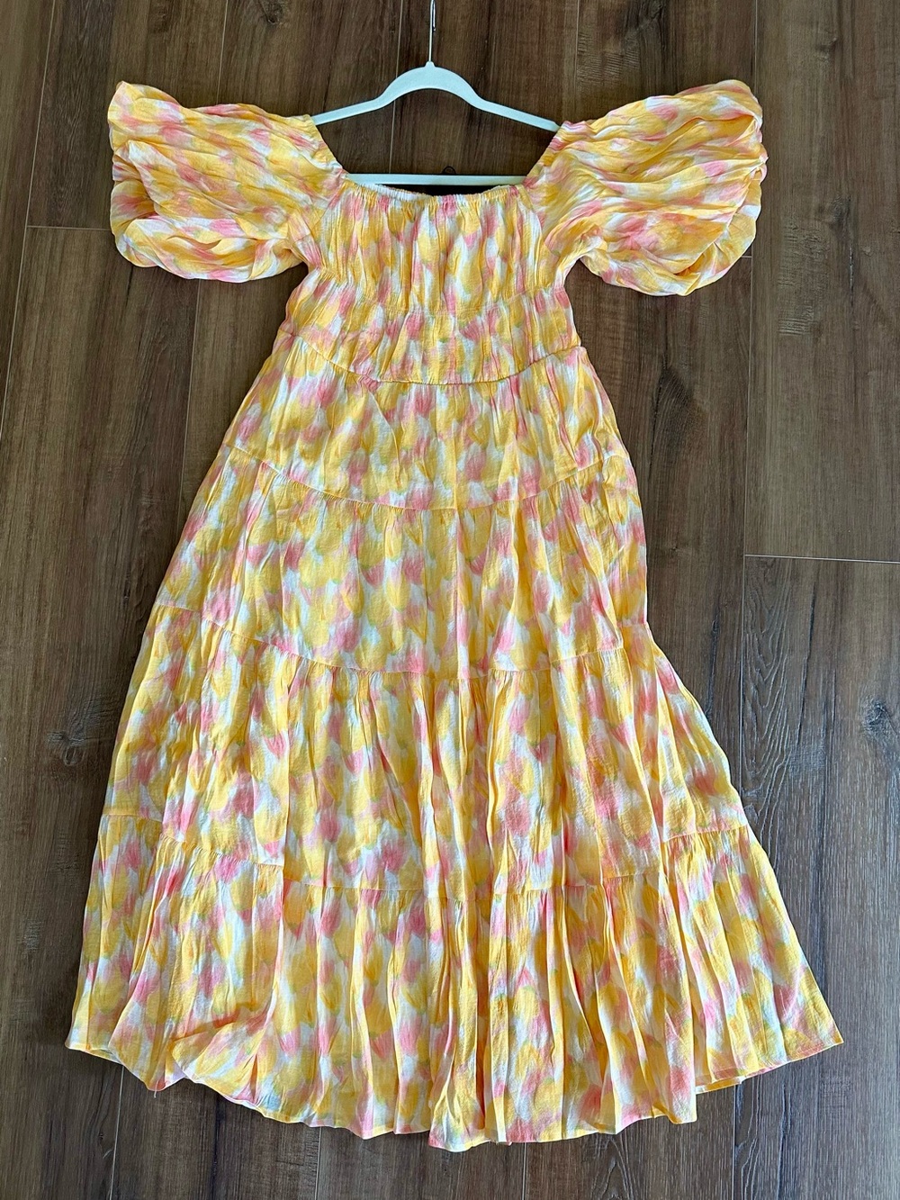 NWT Aleeza Paris Floral Puff-Sleeve Midi Dress - Size Xl - Picture 5 of 9